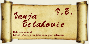 Vanja Belaković vizit kartica